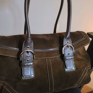 Large COACH suede shoulder bag